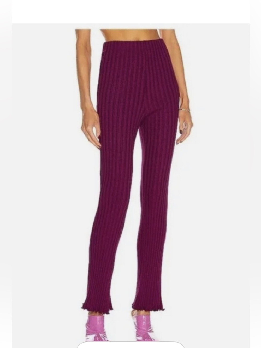 Simon Miller Ribbed Knit Leggings - Magenta